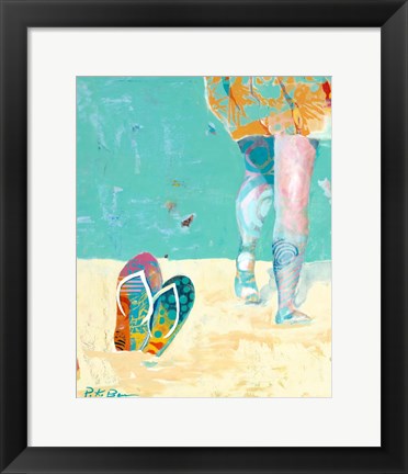 Framed Flip Flops on the Beach Print