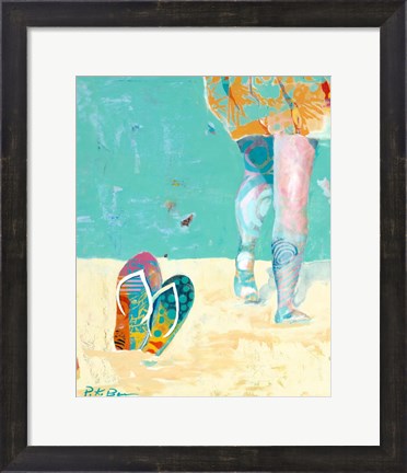 Framed Flip Flops on the Beach Print