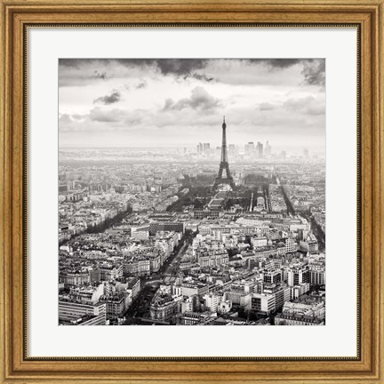 Framed La Tour Eiffel et La Defense Print