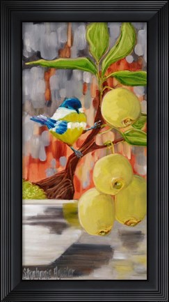 Framed Chickadee with Bonsai Print