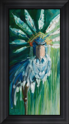 Framed Stork with Feathered Crown Print