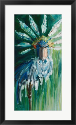Framed Stork with Feathered Crown Print
