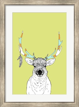 Framed Elk &amp; Feathers Print
