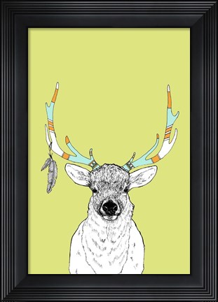 Framed Elk &amp; Feathers Print
