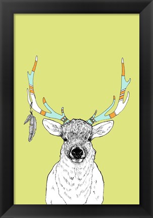 Framed Elk &amp; Feathers Print