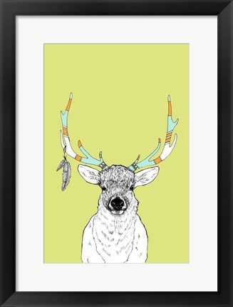 Framed Elk &amp; Feathers Print