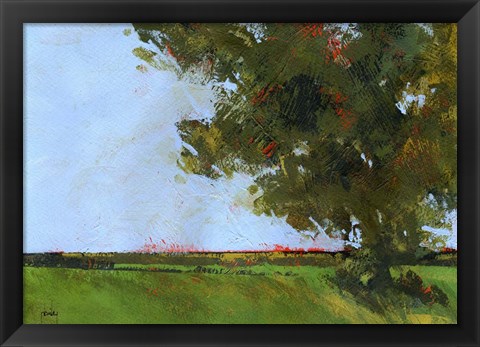 Framed Autumn Oak and Empty Fields Print