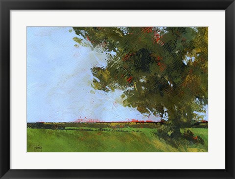 Framed Autumn Oak and Empty Fields Print