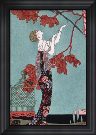 Framed Fashion Illustration, 1914 Print