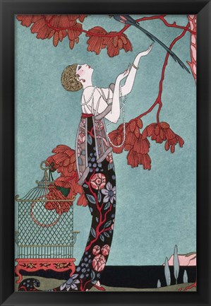 Framed Fashion Illustration, 1914 Print