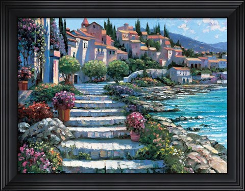 Framed Steps of St. Tropez Print