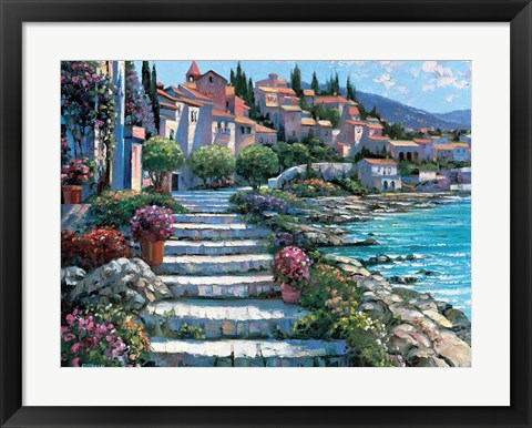 Framed Steps of St. Tropez Print