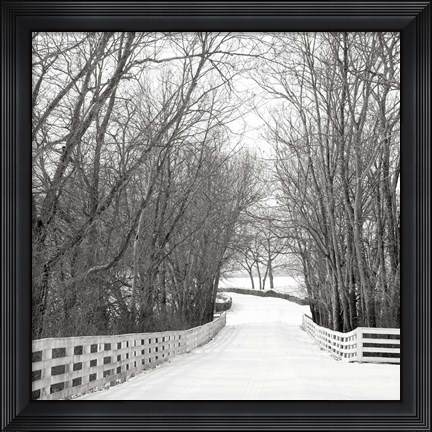 Framed Country Lane in Winter Print