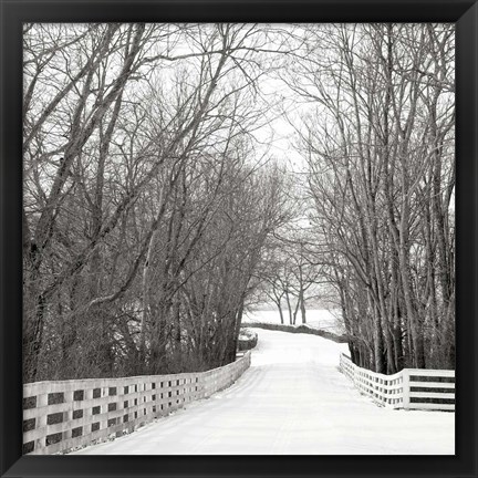 Framed Country Lane in Winter Print