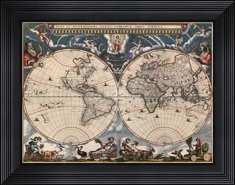 Framed Nova et Accuratissima Totius Terrarum Orbis Tabula Print