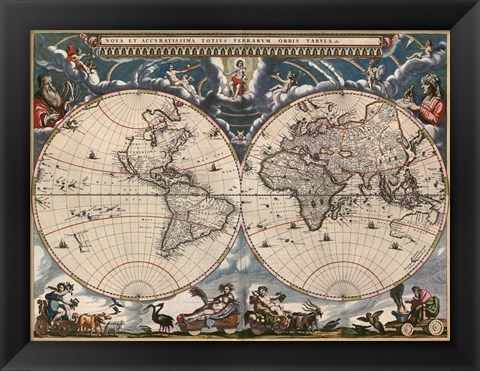 Framed Nova et Accuratissima Totius Terrarum Orbis Tabula Print