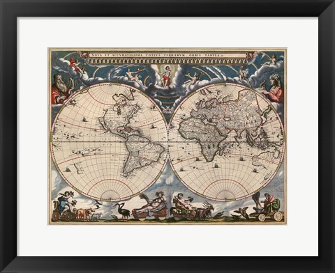 Framed Nova et Accuratissima Totius Terrarum Orbis Tabula Print