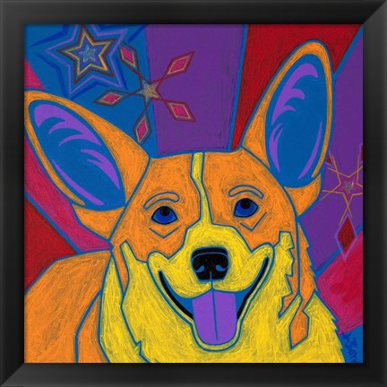 Framed Joyful Corgi Print