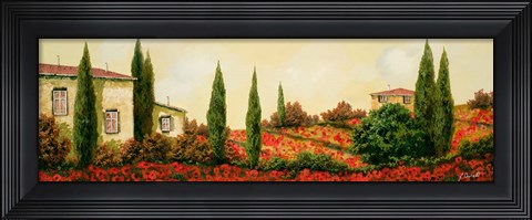 Framed Tre Case Tra I Papaveri Print
