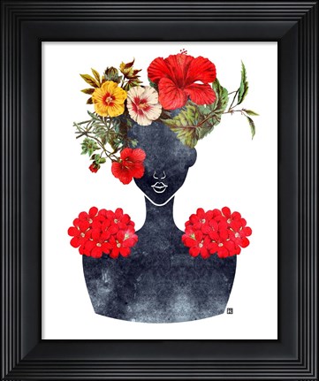 Framed Flower Crown Silhouette I Print