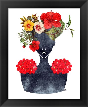 Framed Flower Crown Silhouette I Print