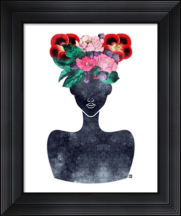 Framed Flower Crown Silhouette II Print