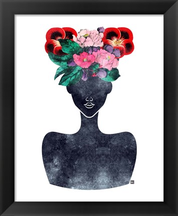 Framed Flower Crown Silhouette II Print