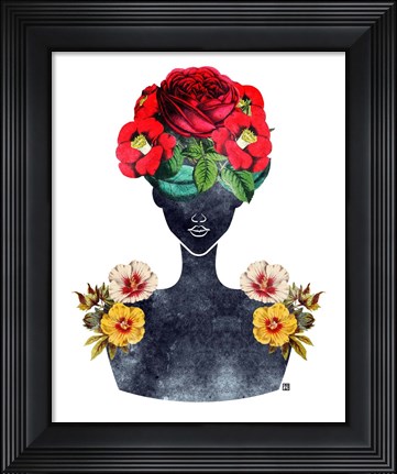 Framed Flower Crown Silhouette III Print