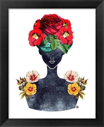 Framed Flower Crown Silhouette III Print