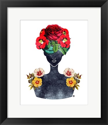 Framed Flower Crown Silhouette III Print