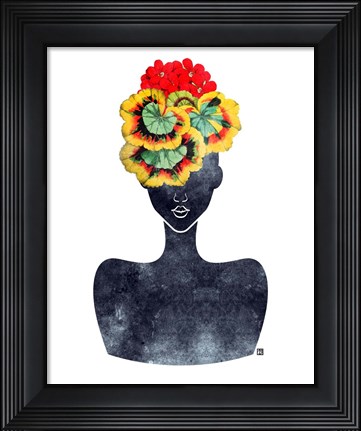 Framed Flower Crown Silhouette IV Print