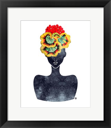 Framed Flower Crown Silhouette IV Print