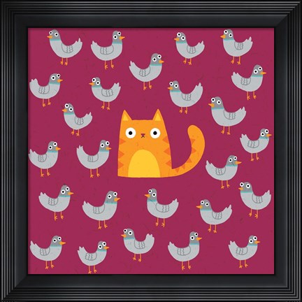 Framed Cat amongst the Pigeons Print