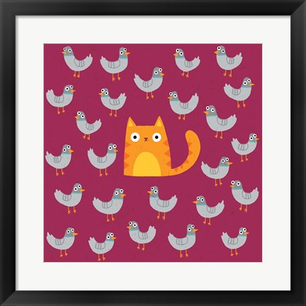 Framed Cat amongst the Pigeons Print