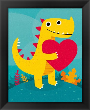 Framed Dino Love Print