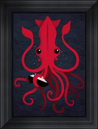 Framed Kraken Attaken Print