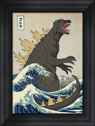 Framed Great Monster off Kanagawa Print