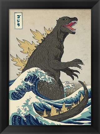 Framed Great Monster off Kanagawa Print