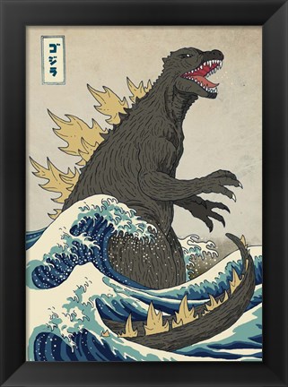 Framed Great Monster off Kanagawa Print