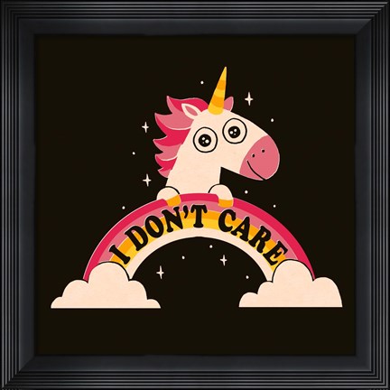 Framed Unicorn Don&#39;t Care Print