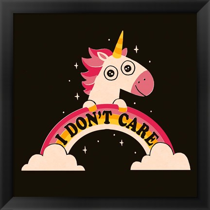 Framed Unicorn Don&#39;t Care Print