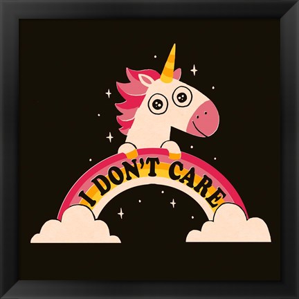 Framed Unicorn Don&#39;t Care Print