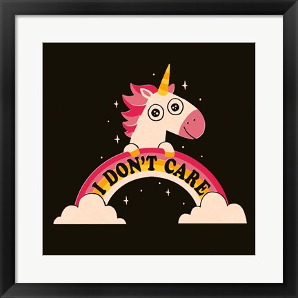 Framed Unicorn Don&#39;t Care Print