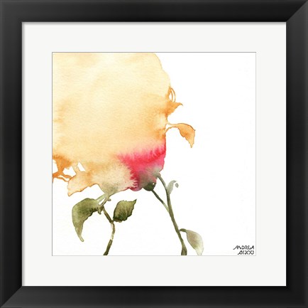 Framed Watercolor Floral Yellow and Red I Print