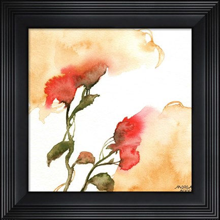 Framed Watercolor Floral Yellow and Red II Print