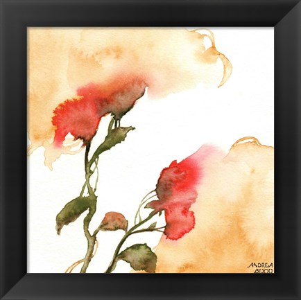 Framed Watercolor Floral Yellow and Red II Print