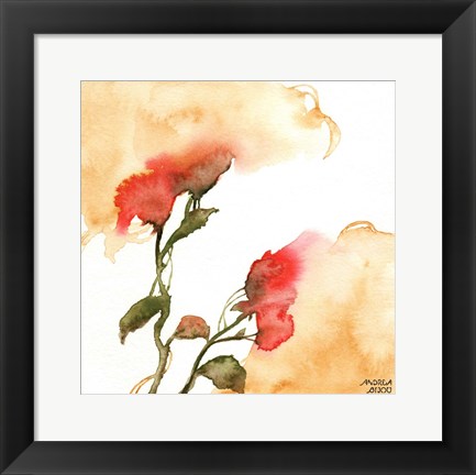 Framed Watercolor Floral Yellow and Red II Print