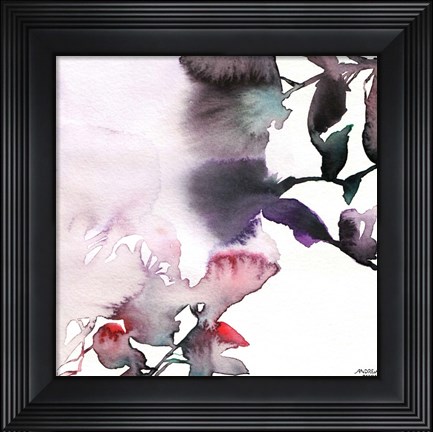 Framed Watercolor Floral Pink Purple Trio I Print