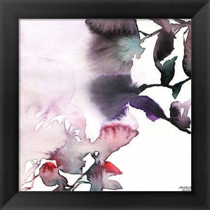 Framed Watercolor Floral Pink Purple Trio I Print