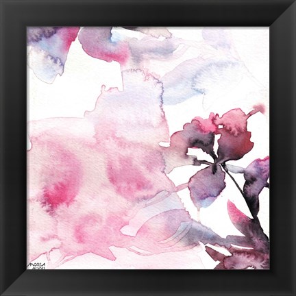 Framed Watercolor Floral Pink Purple Trio II Print